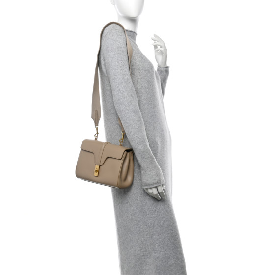 CELINE Smooth Calfskin Teen Soft 16 Shoulder Bag Safari