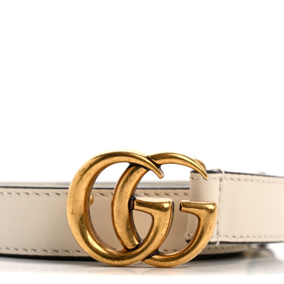 GUCCI Calfskin Double G 20mm Belt 80 32 Mystic White 1679918