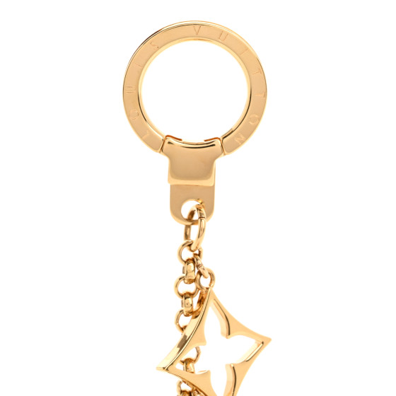 Louis Vuitton ゴールド ロゴチャーム LOUIS VUITTON Brass Enamel Fleur De Monogram Bag Charm Chain