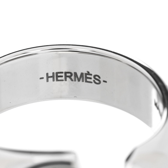 HERMES Stainless Steel Mens Carrousel Ring 64 Black 1675988