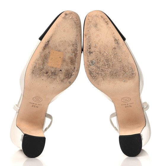 　0527 CHANEL Lambskin Grosgrain Cap Toe CC Slingback Pumps 39.5