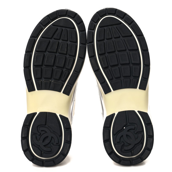 CHANEL Fabric Laminated Calfskin Stretch CC Sneakers 37