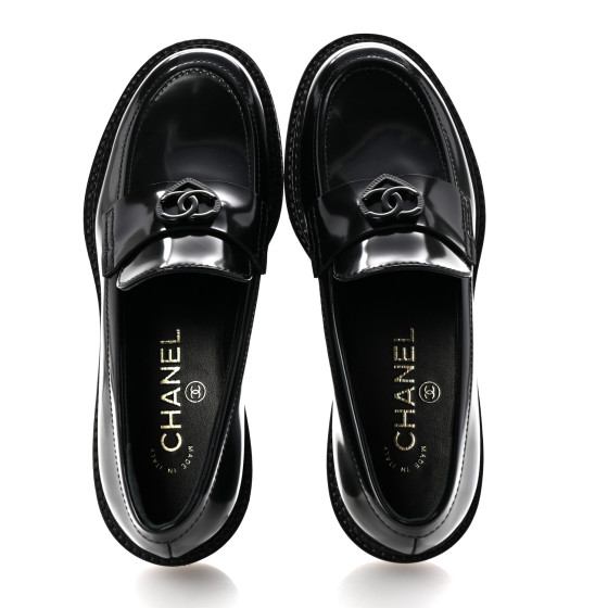 CHANEL ブラック ローファー　35ハーフ CHANEL シャネル ローファー レザー ココマーク35 ターンロック