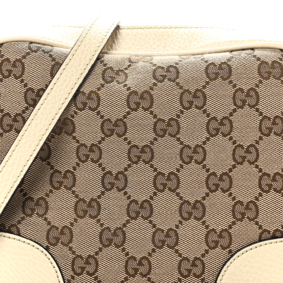GUCCI Monogram Dollar Calfskin Mini Bree Messenger Bag Beige