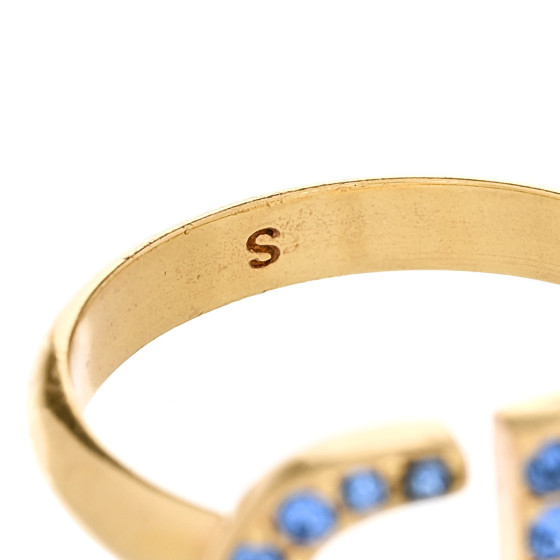国内直営**DIOR**CD Navy リング メタル & クリスタル CD Navy Ring Gold-Finish Metal and Silver-Tone Crystals | DIOR