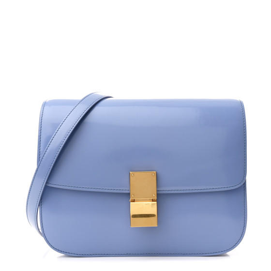 CELINE Spazzolato Calfskin Medium Classic Box Flap Bag Porcelain