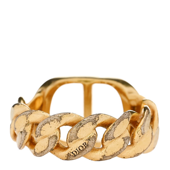 アクセサリー Christian Dior Logo gold chain ring CHRISTIAN DIOR Metal Enamel Chain Ring L Black Gold 1677276