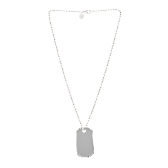TIFFANY Sterling Silver Coin Edge Dog Tag Pendant Necklace