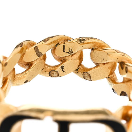 アクセサリー Christian Dior Logo gold chain ring Dior Gold Chain Gourmette Link Ring – Opulent Jewelers