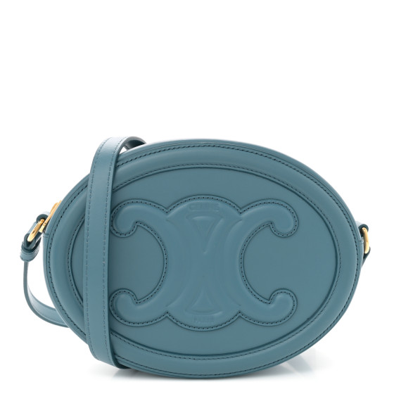 CELINE Smooth Calfskin Cuir Triomphe Oval Bag Denim
