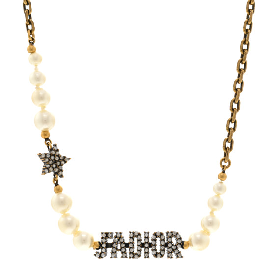 CHRISTIAN DIOR Metal Pearl Crystal J'Adior Choker Necklace