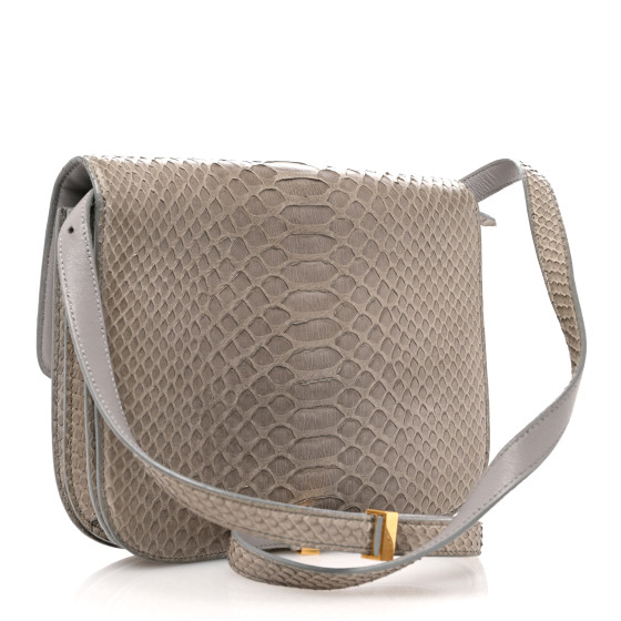 バッグ CELINE CELINE Snakeskin Medium Classic Box Flap Bag Grey 1677931