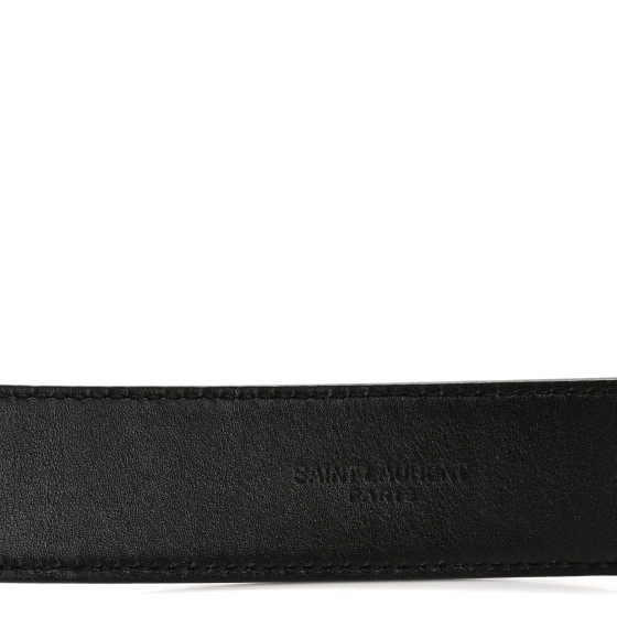 SAINT LAURENT Lambskin Monogram Cassandre Square Buckle Belt