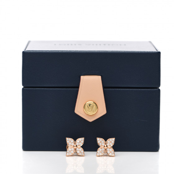 LOUIS VUITTON 18K Pink Gold Diamond Star Blossom Stud