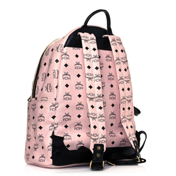 MCM Visetos Studded Medium Dual Stark Backpack Chalk Pink