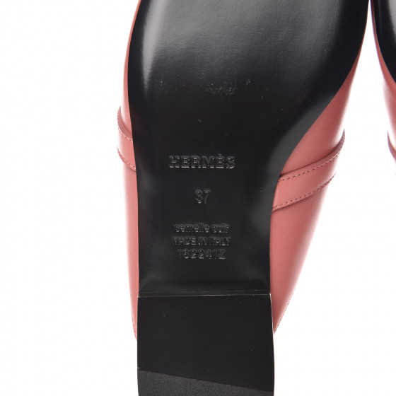 HERMES Calfskin Oz Mules 37 Rouge Blush 370467 | FASHIONPHILE