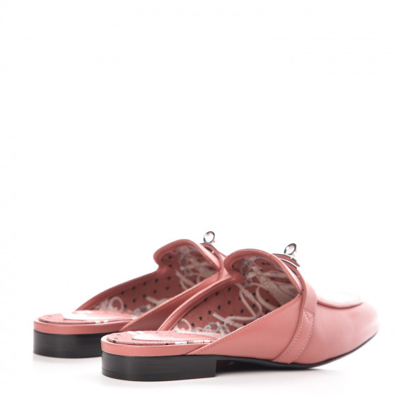 HERMES Calfskin Oz Mules 37 Rouge Blush 370467 | FASHIONPHILE