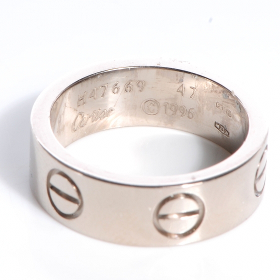 CARTIER 18k White Gold 5mm Love Ring Size 47 US 4 67470