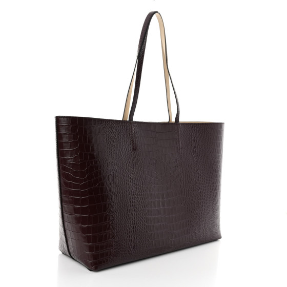 JIMMY CHOO Crocodile Embossed Calfskin JC Tote Bordeaux