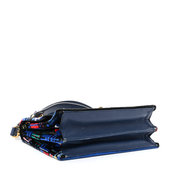 FENDI Velvet Vitello Dolce Fun Fair Kan I Shoulder Bag Blue