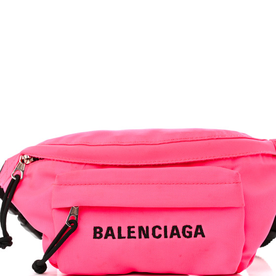 BALENCIAGA Textured Sport Nylon Logo Wheel Belt Bag Acid