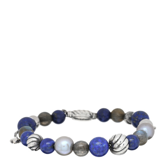 DAVID YURMAN Sterling Silver Lapis Lazuli Labradorite Pearl Spiritual Beads Bracelet