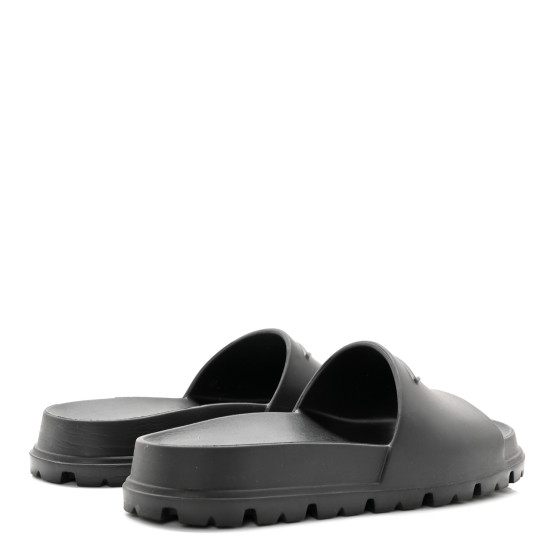 PRADA Rubber Triangle Logo Slide Sandals 37 Black 1376934