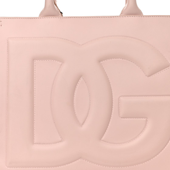 DOLCE GABBANA Calfskin Small DG Daily Shopper Tote Cipria