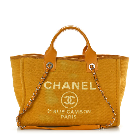 【ヴィンテージ】Rank:S☆Chanel Yellow Deauville 29 Tote Bag CHANEL Mixed Fibers Small Deauville Tote Yellow 1533726