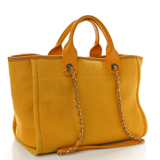 CHANEL Mixed Fibers Small Deauville Tote Yellow 1533726