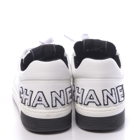 Wccf 白黒 CHANEL Calfskin Mens Logo Sneakers 43 Black White 662061