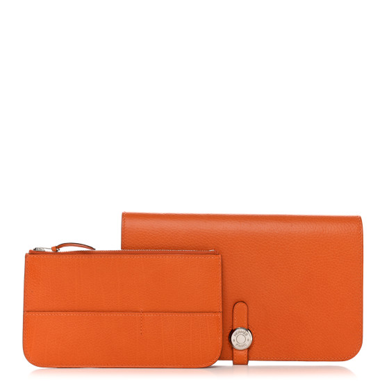 HERMES Togo Dogon Duo Wallet Orange