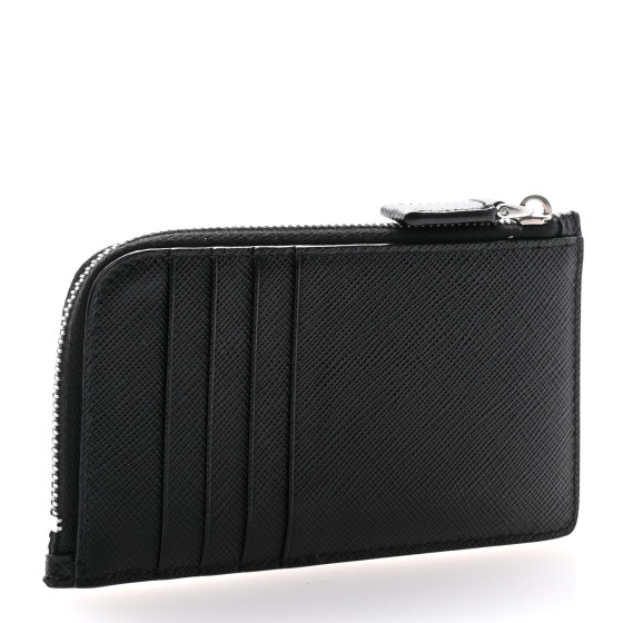 PRADA★Black zip card holder in Saffiano 1MB048QHH PRADA Saffiano Zip Card Holder Black 1597769 | FASHIONPHILE