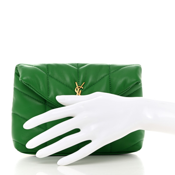 SAINT LAURENT Lambskin Monogram Loulou Puffer Pouch Clutch