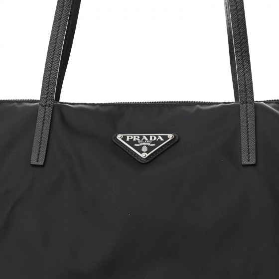 PRADA Tessuto Nylon Twin Shopper Tote Set of 2 Black Giallo