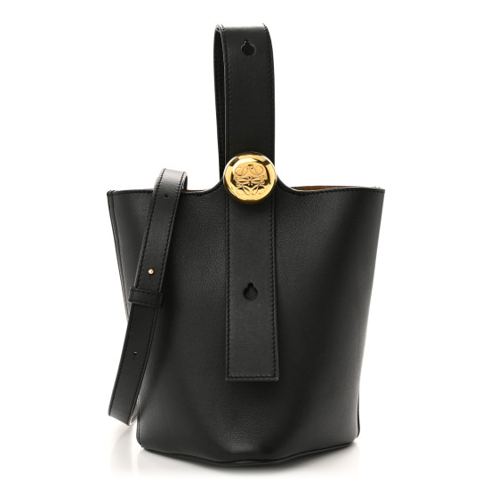 LOEWE Soft Grained Calfskin Mini Pebble Bucket Bag Black