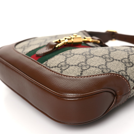 GUCCI GG Supreme Monogram Azalea Calfskin Web Mini Jackie