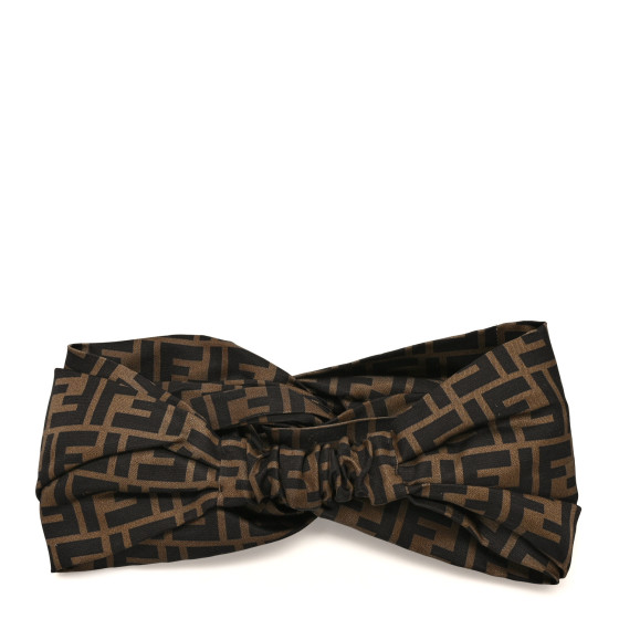 【FENDI】Brown silk FF-motif knot headband【ランク:Ａ】 Fendi Brown Zucca Monogram Silk Knotted Head Band Fendi | TLC
