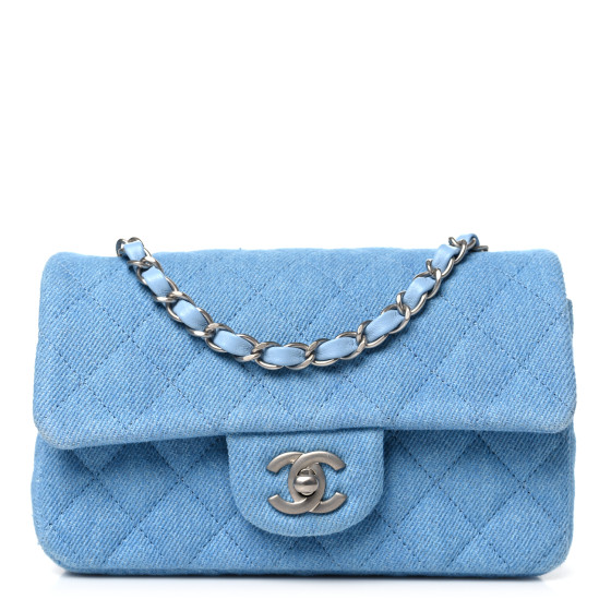 【CHANEL】Quilted Mini Rectangular denim Caviar★ショルダー CHANEL Denim Quilted Mini Rectangular Flap Blue 1573961