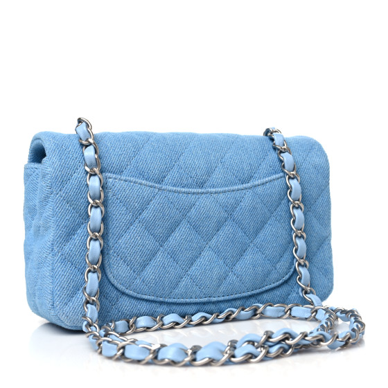 【CHANEL】Quilted Mini Rectangular denim Caviar★ショルダー CHANEL Denim Quilted Mini Rectangular Flap Dark Blue 1622914