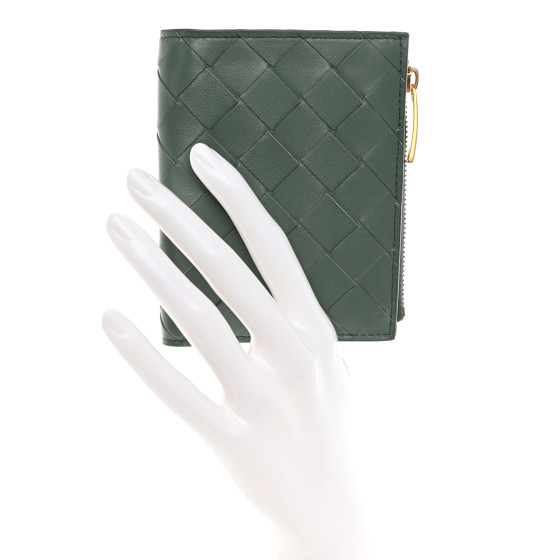 BOTTEGA VENETA Nappa Intrecciato Bifold Zip Wallet Aloe