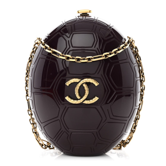 Plexiglass Shell CC Round Minaudiere Clutch Purple