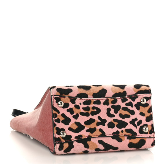 PRADA Calf Hair Suede Leopard Print Mini Twin Pocket Tote