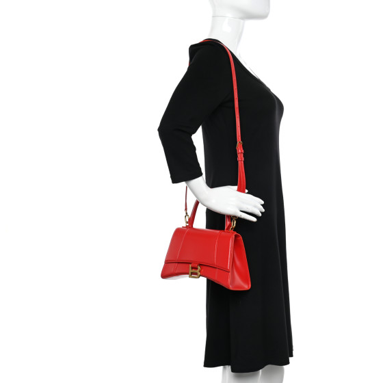 ショルダーバッグ・ポシェット BALENCIAGA HOURGLASS HANDBAG SMALL BRIGHT RED SHINY Balenciaga Hourglass Small Shiny Calfskin Crossbody Handbag
