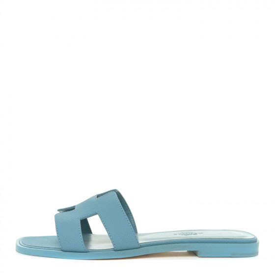 HERMES Epsom Oran Sandals 36.5 Bleu Littoral