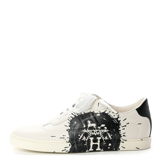 HERMES Swift Peinture Fraiche Mens Quicker Sneakers 42 White