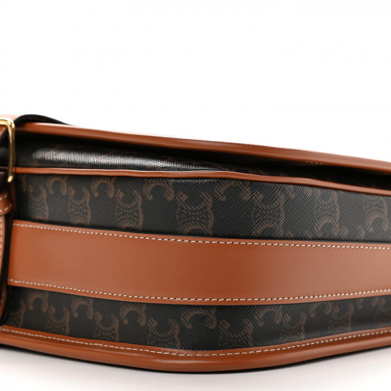 CELINE Triomphe Canvas Messenger Folco Bag Tan 948211