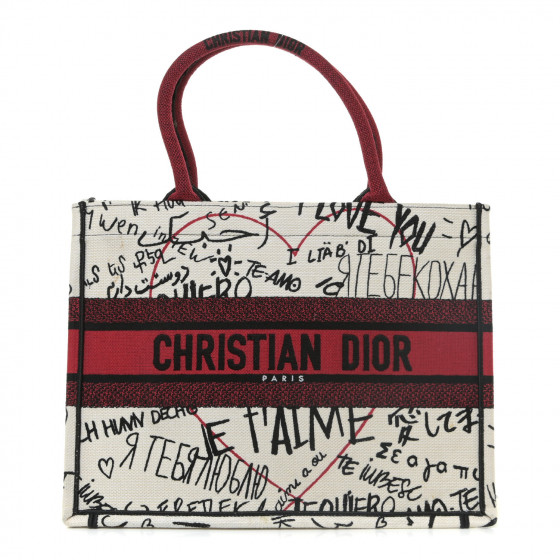 CHRISTIAN DIOR Canvas Embroidered Medium Dioramour Graffiti