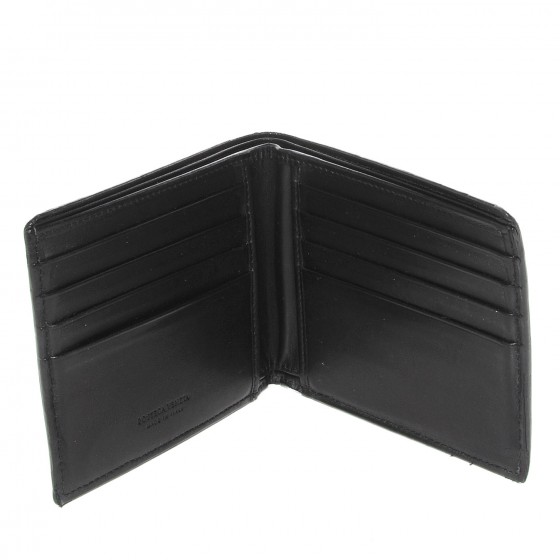 【BOTTEGA VENETA】Intrecciato Calfskin Bi-Fold Wallet Black Bottega Veneta Intrecciato Calfskin Leather Bi-Fold Wallet