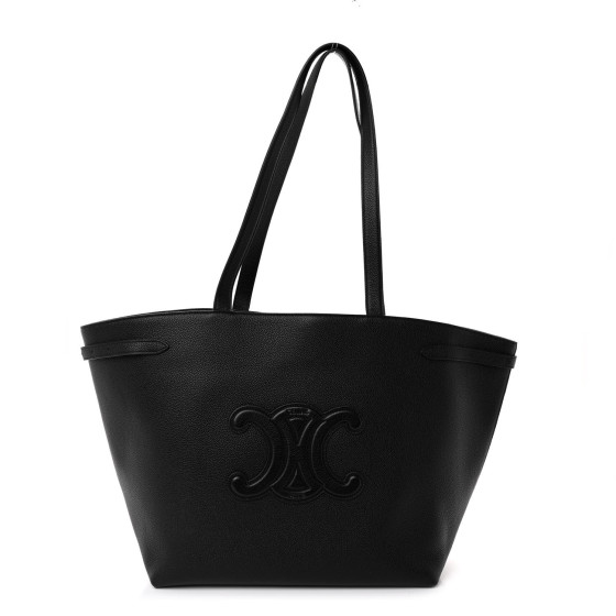 CELINE Grained Calfskin Triomphe Medium Cabas Anais Black